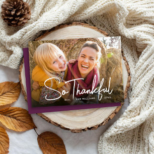 Så tacksam Thanksgiving för fotoövertäckning Julkort
