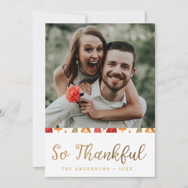 Så tacksam Thanksgiving Typografi Julkort (Framsida)