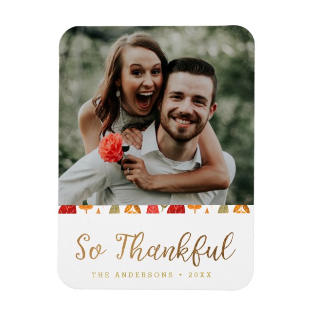 Så tacksam Thanksgiving Typografi Magnet (Vertikal)