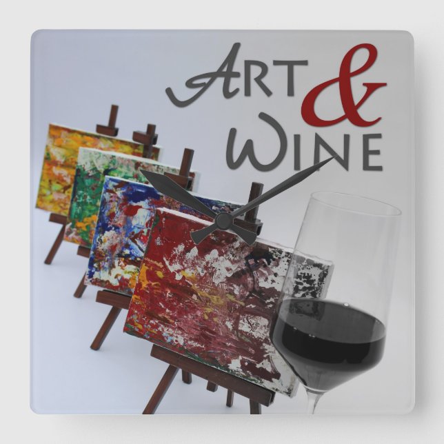 Så vacker Art & Vin Clock! Fyrkantig Klocka (Framsida)