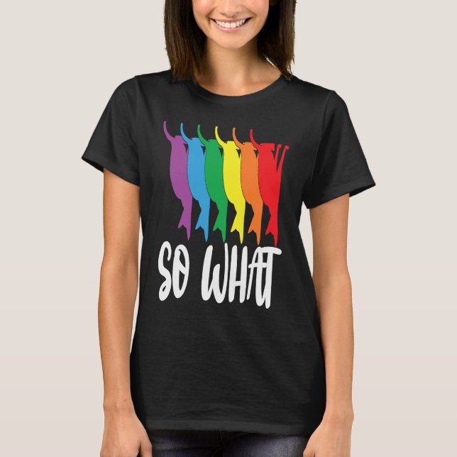 Så Vad upp och ner katter i regnbågens färger T Shirt (Framsida)