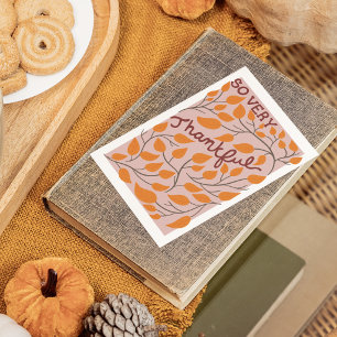 Så väldigt tacksam Orange blad Thanksgiving Kort
