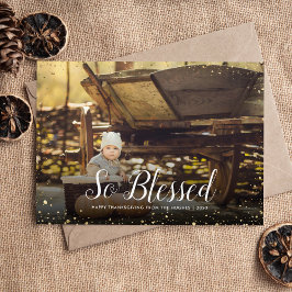 Så välsignad | Glitz Faux Glitter Photo Overlay Julkort