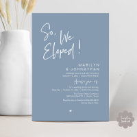 Så vi upphetsade, modern Bröllop Elopement Middag