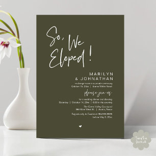 Så vi upphetsade, modern Bröllop Elopement Middag Inbjudningar