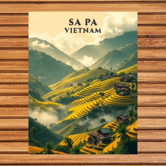 Sa Vietnam Travel Ris Terraces Mountain Vykort (Sa Pa Vietnam Travel Rice Terraces Mountain Postcard
)