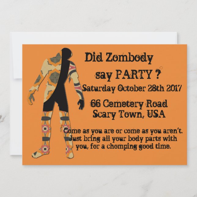 Sa Zombody Party? Inbjudningar (Framsida)