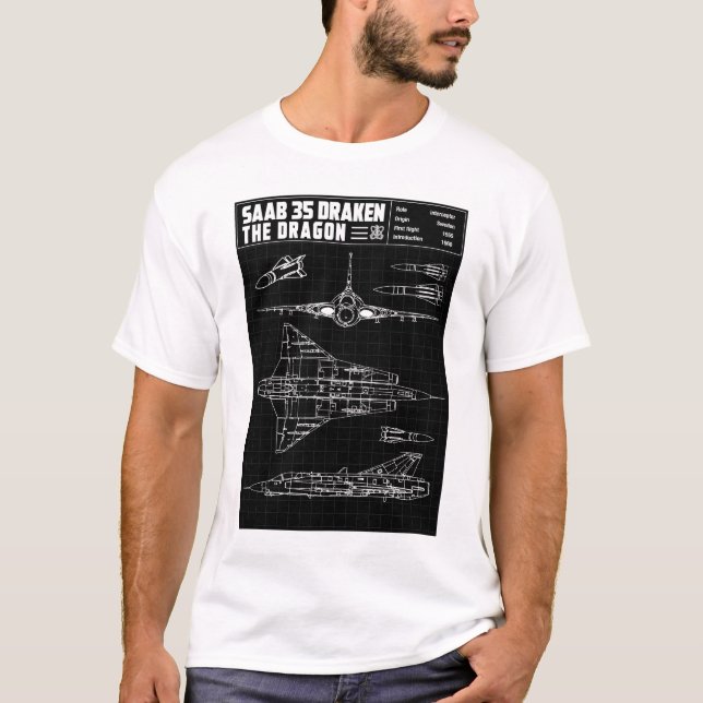 Saab 35 Draken T Shirt (Framsida)