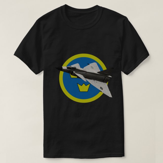 Saab 37 Viggen Airplane Swedish Airforce Roundel T Shirt (Design framsida)
