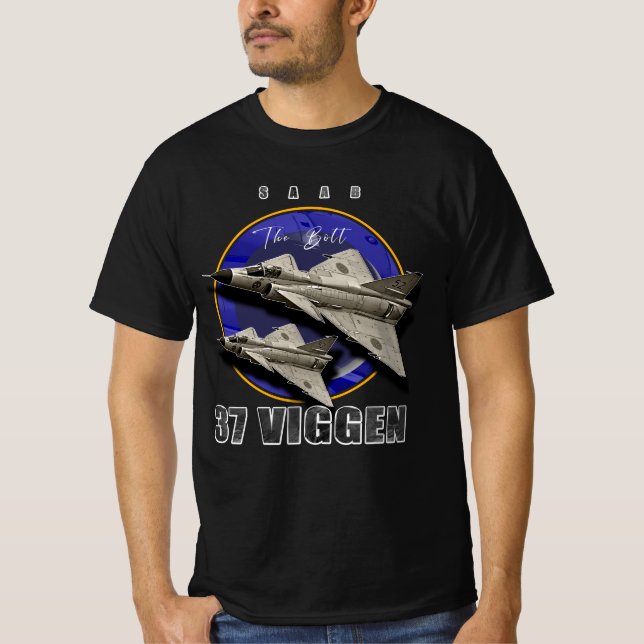 Saab 37 Viggen Swedish Multi Combat Aircraft T Shirt (Framsida)