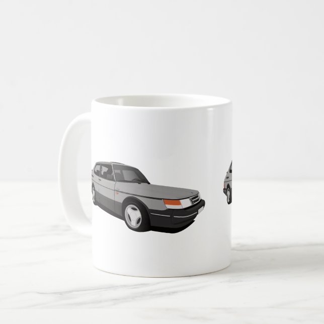 Saab 900 Turbo 16 Aero, två lätta grått bilder Kaffemugg (Framsida vänster)