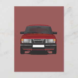 Saab 900 turbo (röd) vykort