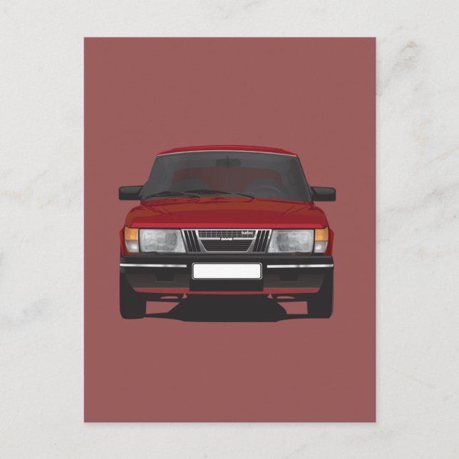 Saab 900 turbo (röd) vykort (Framsida)