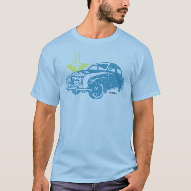 Saab 96 bedrövade V4 T Shirt (Framsida)
