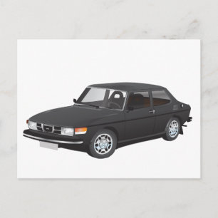 Saab 99 black vykort
