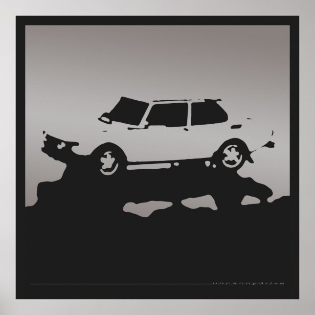 Saab 99 EMS - Silver grått på kolsvart poster (Framsidan)