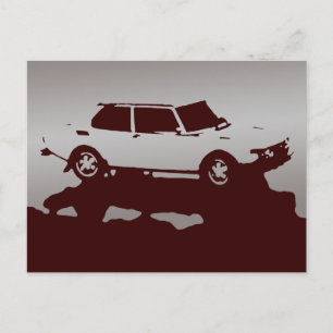 Saab 99 Turbo-vykort - Silver på mörk Vykort