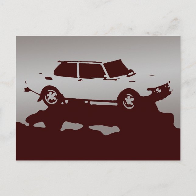 Saab 99 Turbo-vykort - Silver på mörk Vykort (Framsida)