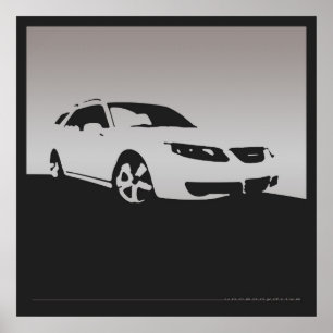 Saab Aero 9-5 beklär - gråna på kolbakgrund Poster