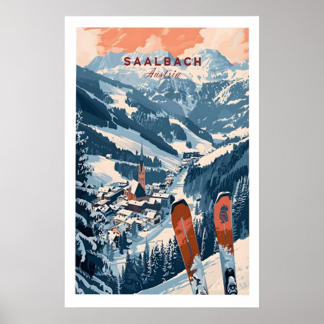Saalbach Print Österrike 1 Poster (Framsidan)