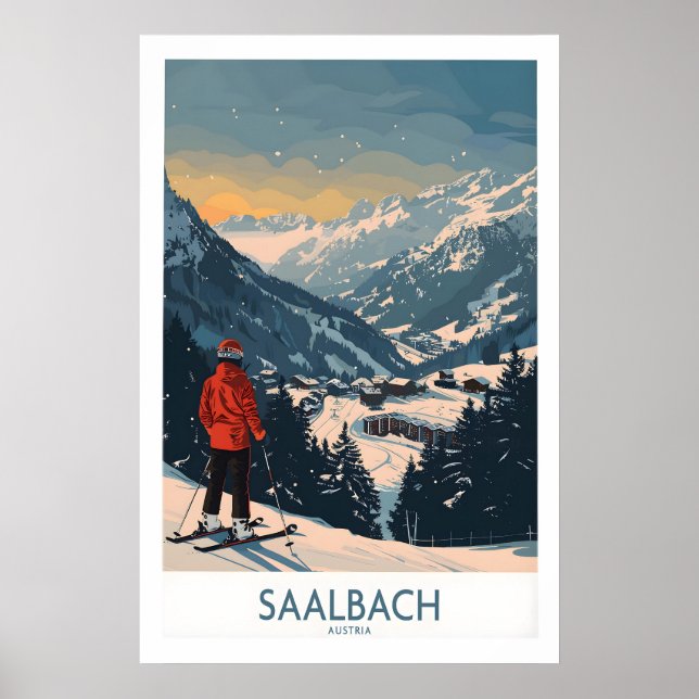 Saalbach skidtryck - Österrike 1 Poster (Framsidan)