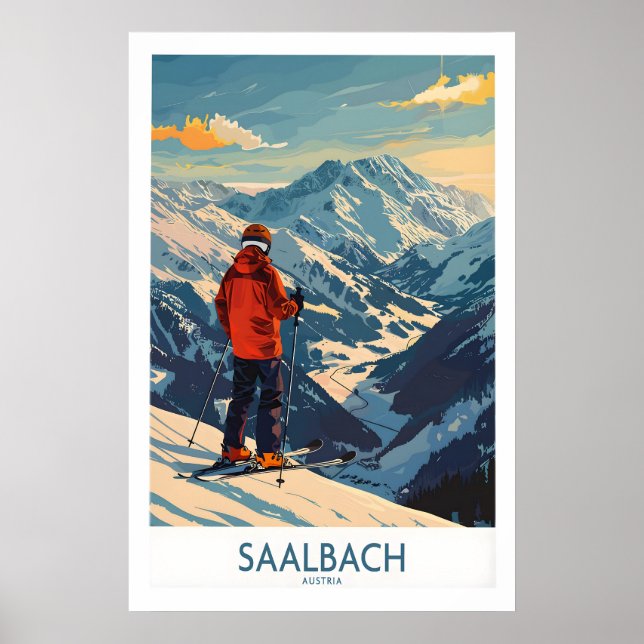 Saalbach Väggkonst Skidtryck - Österrike 1 (Framsidan)