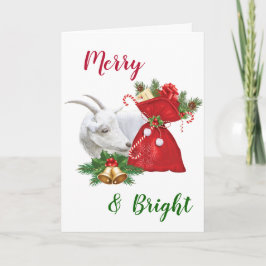 Saanen Goat Merry & Bright Helgkort