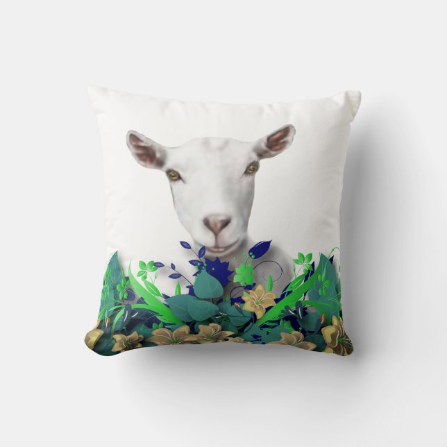 Saanen Goat Painting Herd Namn Goat Pillow Kudde (Framsida)