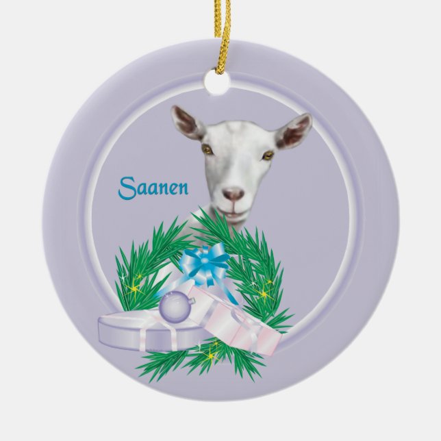 Saanen Goat Wandeans Helgdag Ornament (Framsidan)