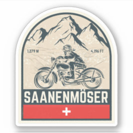 Saanenmöser Pass swiss-alpernas motorcykeltur Klistermärken