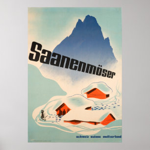 Saanenmöser Schweiz Vintage resor Poster