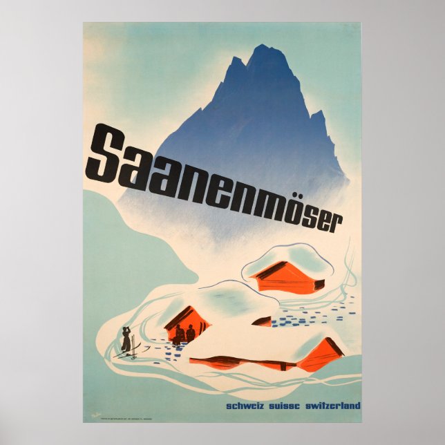 Saanenmöser Schweiz Vintage resor Poster (Framsidan)