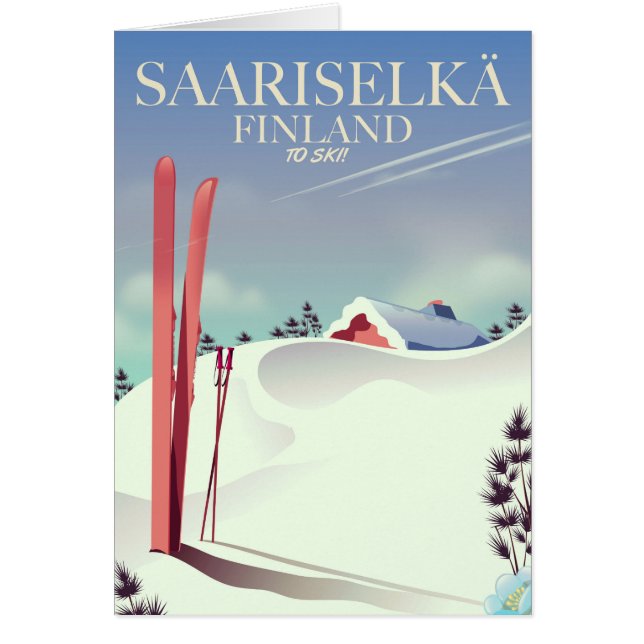 Saariselkä Finland ski poster Hälsningskort (Framsidan)