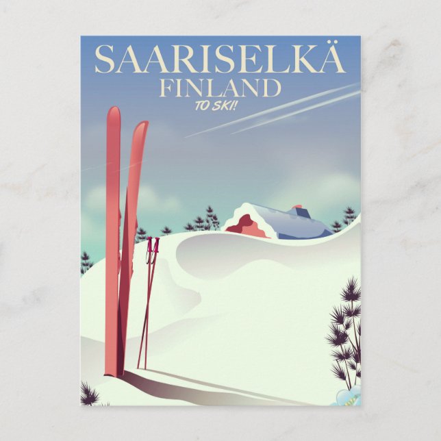 Saariselkä Finland skidposter Vykort (Framsida)