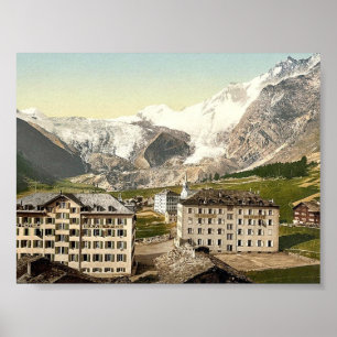 Saas Fee, hotell, Valais, Alpernor i Schweiz Poster