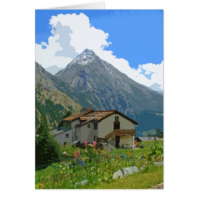 Saas Fee retro poster-stil-kort Hälsningskort (Framsidan)