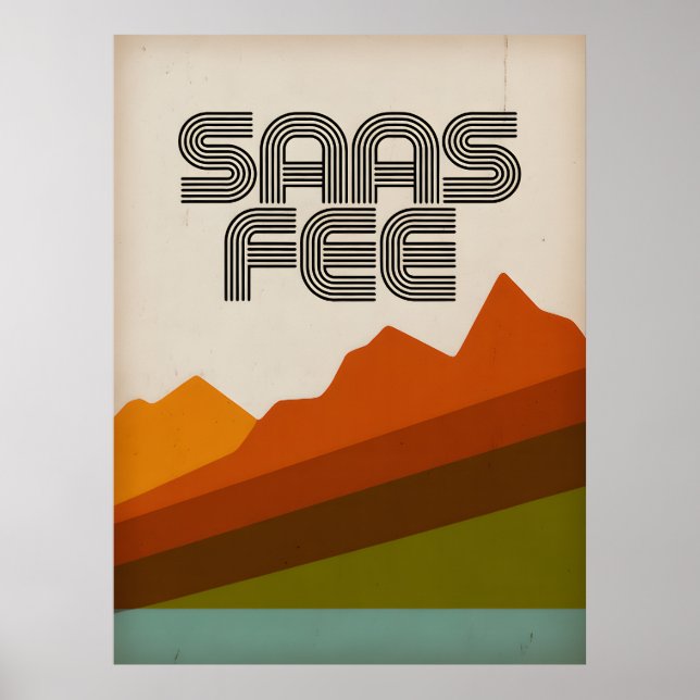 Saas Fee Retro skidort Poster – Vintage Mountai (Framsidan)