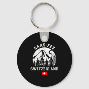 Saas-fee Schweiz Skidort Alperna Alpin skidsport Nyckelring