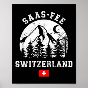 Saas-fee Schweiz skidort Alperna alpin skidsport Poster