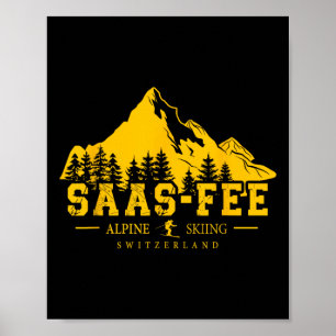 Saas-fee Schweiz Skidrott Alpin skidåkning Schweiz Poster