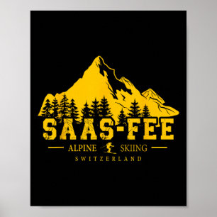 Saas-fee Schweiz Skidrott Alpin skidsport Schweiz Poster