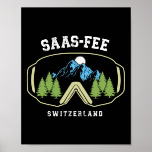 Saas-fee skidglasögon resort schweiziska alperna s poster