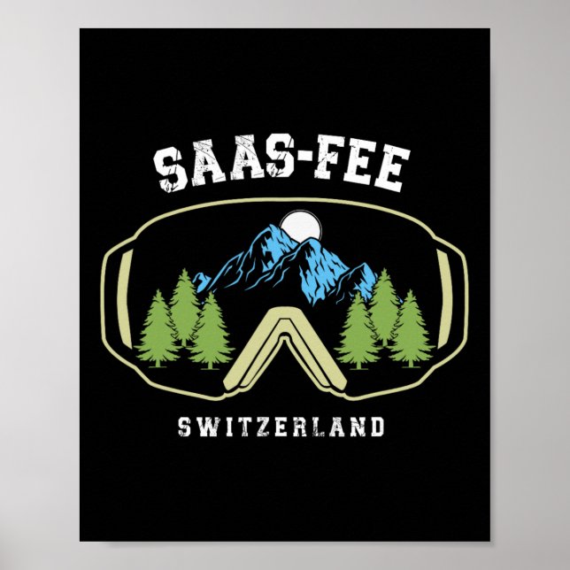 Saas-fee skidglasögon resort schweiziska alperna s poster (Framsidan)