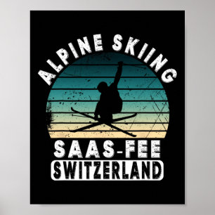 Saas-fee skidort Schweiziska Alperna Alpin skidspo Poster