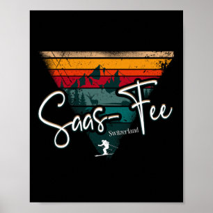Saas-fee skidort Schweiziska Alperna alpin skidspo Poster