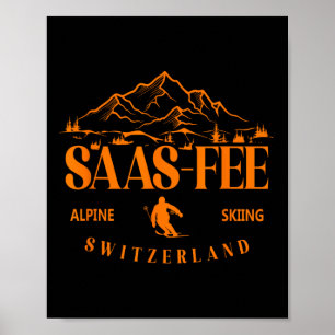 Saas-fee skidort Schweiziska Alperna Alpin skidspo Poster