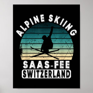 Saas-fee skidort Schweiziska Alperna alpin skidspo Poster