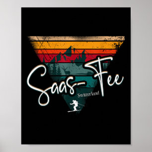 Saas-fee skidort Schweiziska Alperna alpin skidspo Poster
