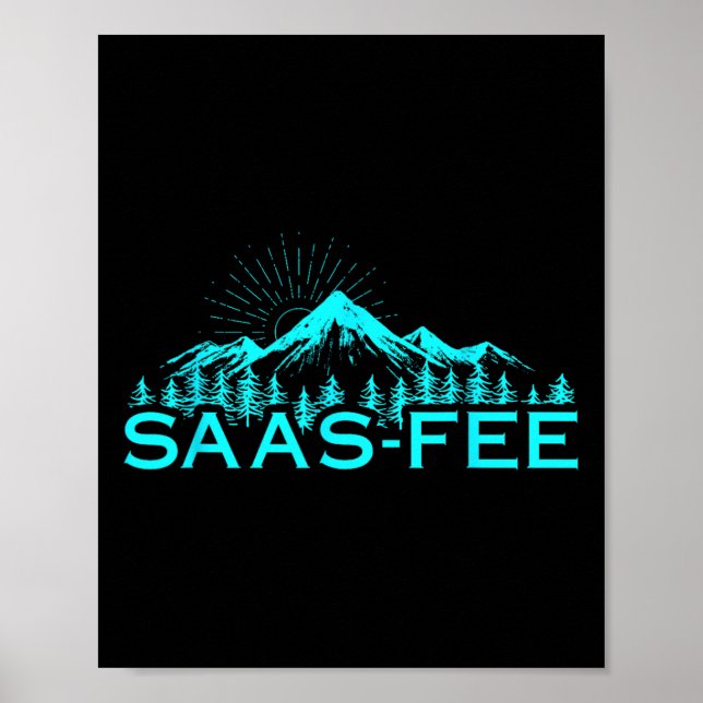 Saas-fee skidort Schweiziska Alperna Skidåkning Sc Poster (Framsidan)