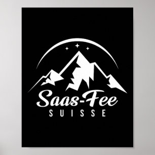 Saas-fee Swiss Ski Resort Skiing Snowboardin Poster